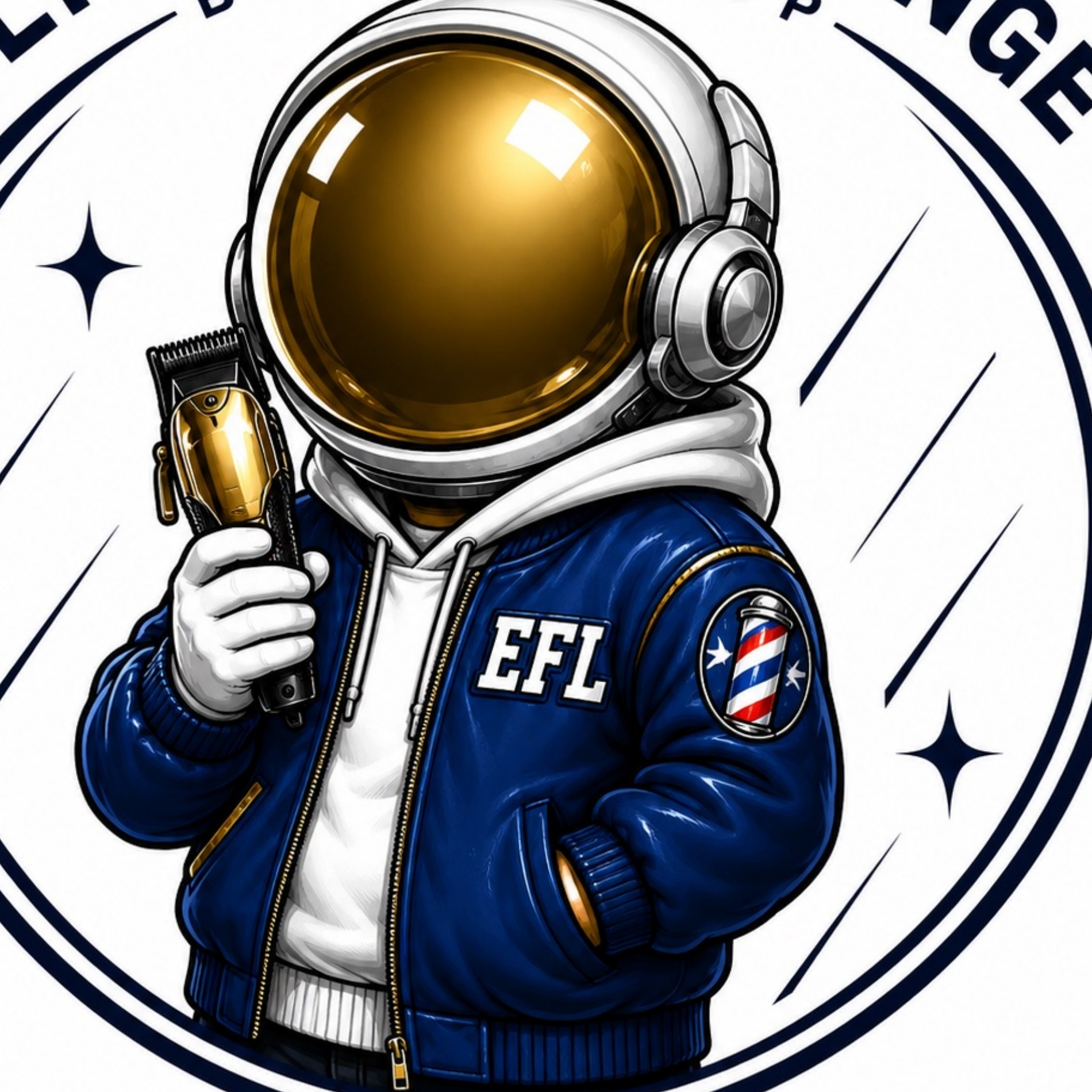Elite Fade Lounge astronaut mascot